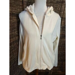 Jockey Sport Full Zip Cream Colored Hooded Jacket Size Large